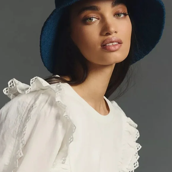 NWT Anthropologie Ruffle Sleeve White Top XS - Picture 4 of 4